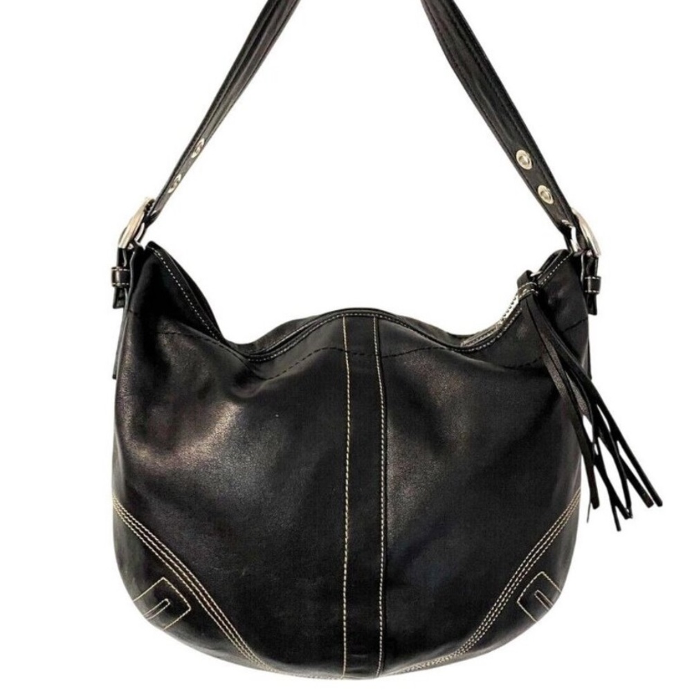 Coach Black Leather Hobo Bag with Tassel (2008ish)